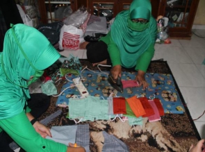 Ditengah Pandemi Covid 19, Kodim 0313/Kpr  produksi 20.000 masker secara serentak di Tiga Kabupaten
