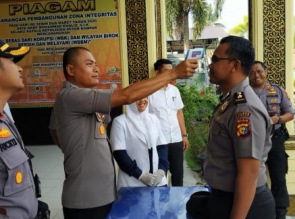 Cegah Penyebaran Covid-19, Polres Kampar Lakukan Pengecekan Kesehatan Personel