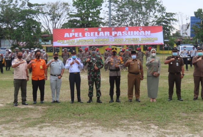 Dandim 0313/KPR Hadiri Apel Gelar OPS Lilin Lancang Kuning Tahun 2020 di Lapangan Pelajar
