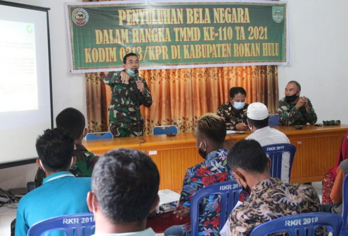 Satgas TMMD 110 Kodim 0313/Kpr Gelar Penyuluhan Bela Negara di Kabupaten Rokan Hulu