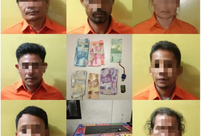 Polsek Tapung Hulu Tangkap 7 Pelaku Judi Ketangkasan Tembak Ikan di Desa Kasikan