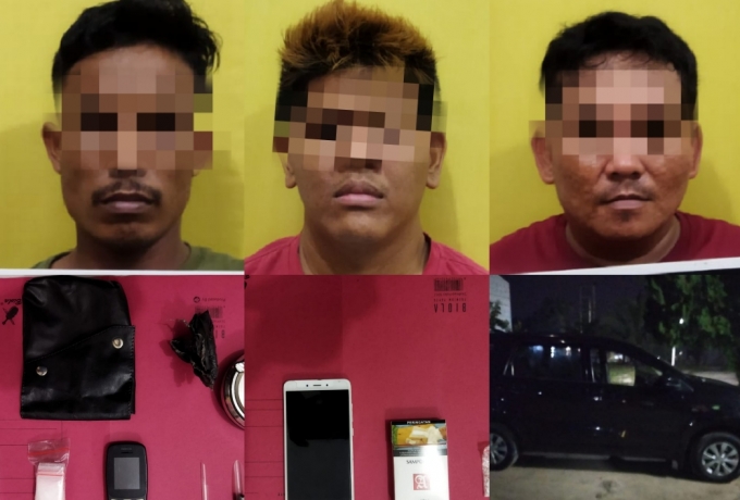 Tiga Pengedar Sabu Diringkus Resnarkoba Polres Kampar di Dua Lokasi di Tapung Hilir