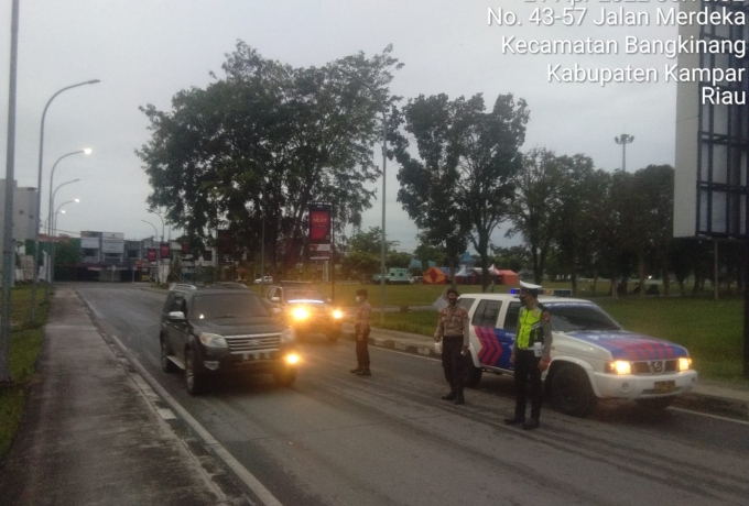 Satlantas Polres Kampar Lakukan Patroli Blue Light Pagi