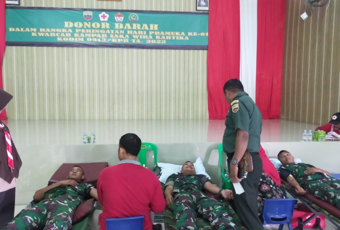 Memperingati Hari Pramuka Ke- 61, Kodim 0313/KPR Gelar Donor Darah