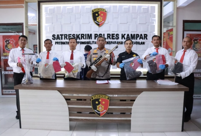 Polres Kampar Gelar Press Release Ungkap Kasus Pembunuhan, ternyata Motifnya ini !!