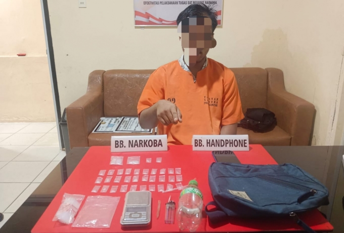 Terlibat Narkoba Satu Warga Air Tiris di Ringkus Satresnarkoba Polres Kampar
