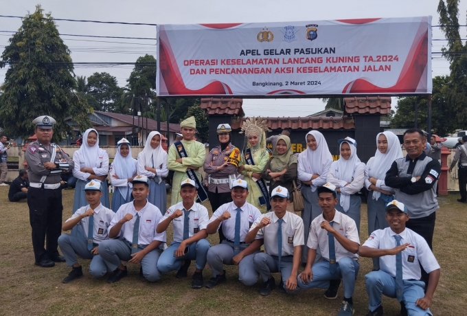 Siswa SMKN 1 Kuok Mengikuti Apel gelar pasukan operasi keselamatan Yang Ditaja Jajaran Polres Kampar
