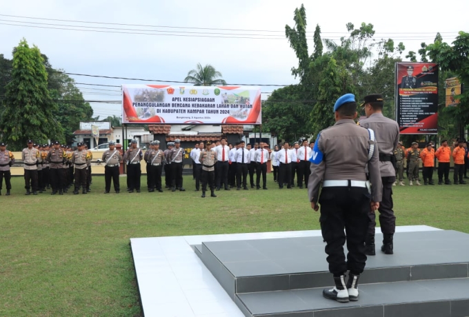Polres Kampar gelar Apel Kesiapsiagaan Penanggulangan Bencana Karhutla 