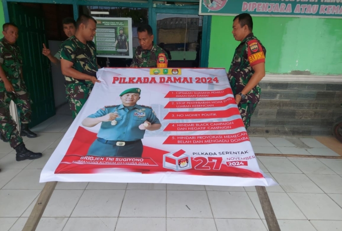 Wujudkan Pilkada Damai, Koramil 07/Kampar Pasang Baliho Deklarasi Damai