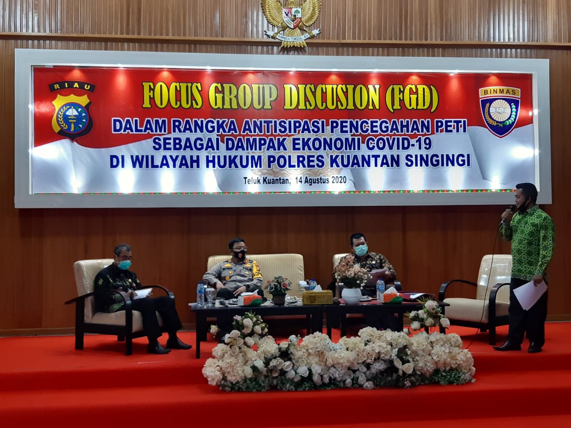 Polres Kuansing Helat FGD Dalam Rangka Antisipasi Pencegahan Peti Sebagai Dampak Ekonomi Covid19