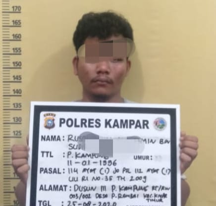 Seorang Pengedar Shabu Diringkus Resnarkoba Polres Kampar di Desa Pulau Rambai